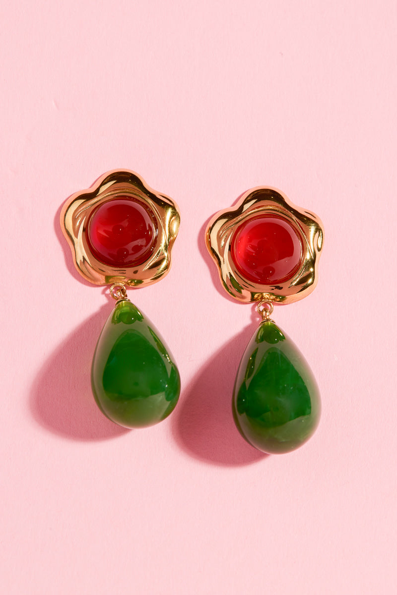 Emerald & Agate Dance Statement Earring