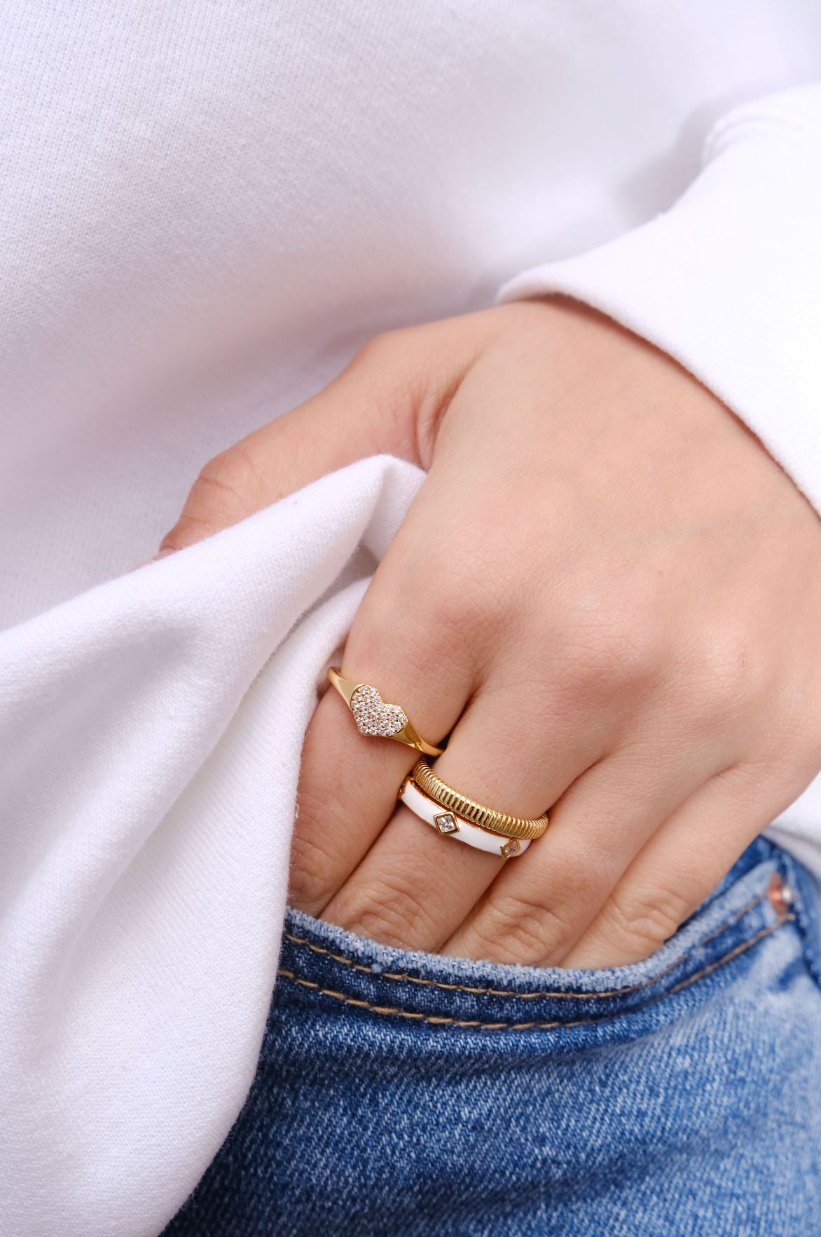 Adelaide Enamel Sterling Silver Ring Rings mure + grand White 6