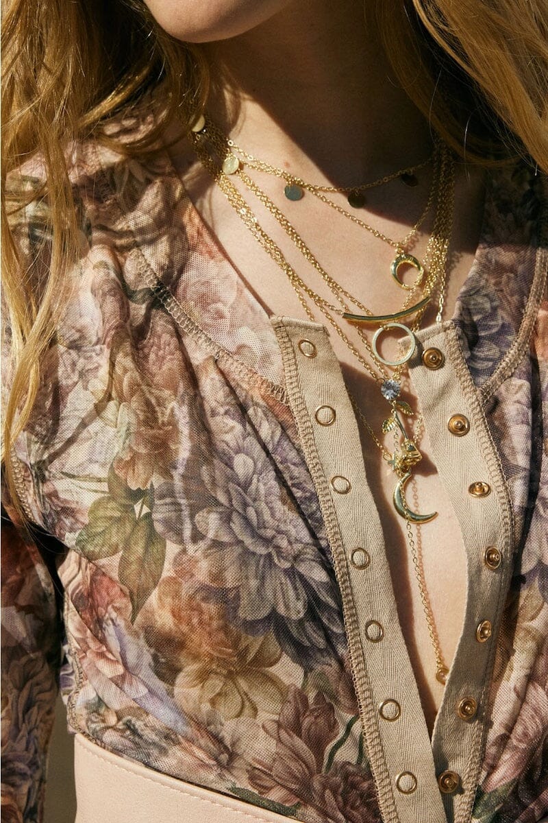 Adley Floral Print Mesh Snap Front Top Clothing Luvée