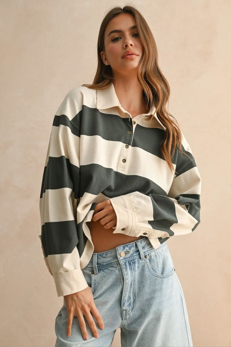 Aisha Long Sleeve Wide Panel Knitted Sweatshirt Clothing Pretty Garbage