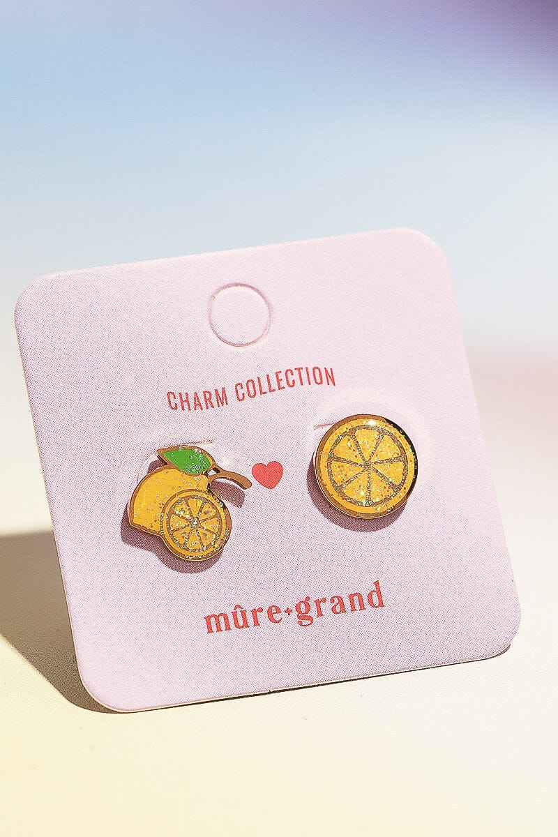 Amalfi Lemons Enamel Charm Stud Earrings Earrings mure + grand