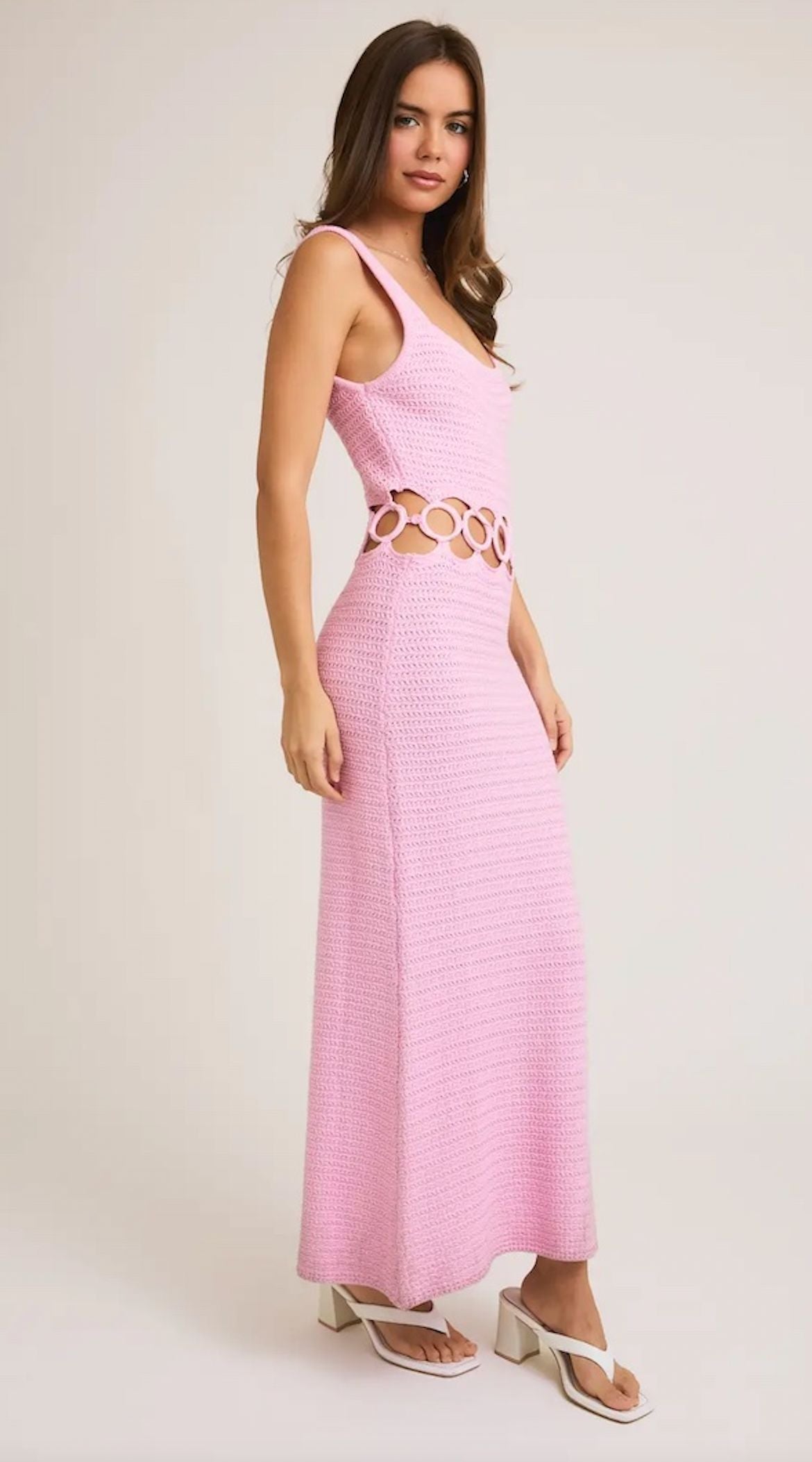 Ania Square Neck Sleeveless Crochet Midi Dress Clothing Faire