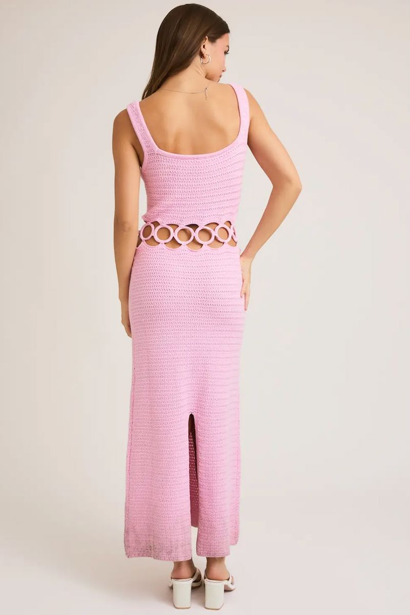 Ania Square Neck Sleeveless Crochet Midi Dress Clothing Faire