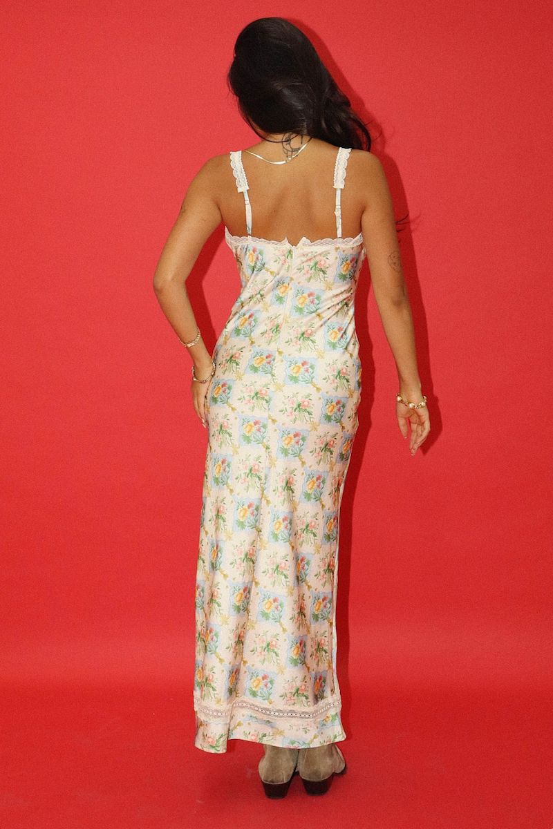 Aoife Lace Trim Floral Front Tie Maxi Dress Clothing Bailey Rose