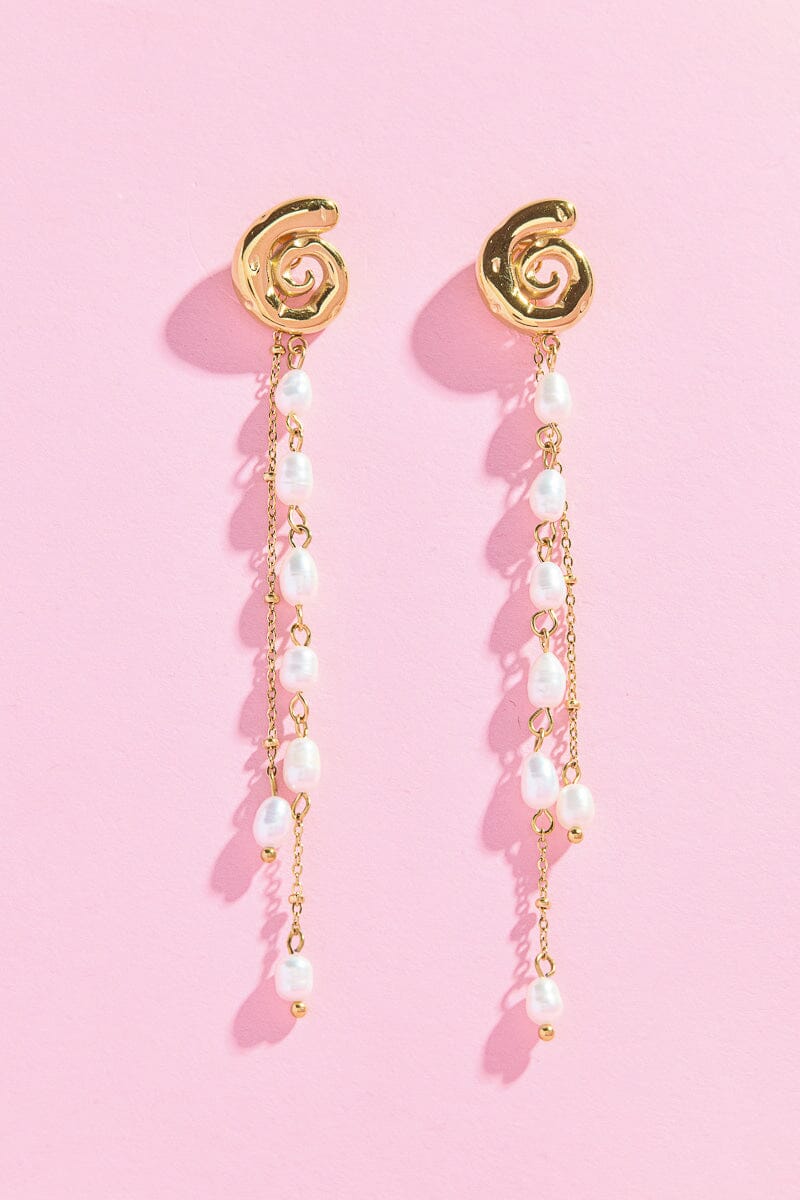 Aurora Pearl Chain Statement Earrings Earrings mure + grand