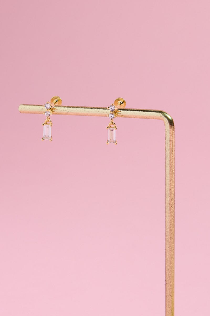 Baguette Cut Sterling Silver Nap Earrings Earrings mure + grand Gold