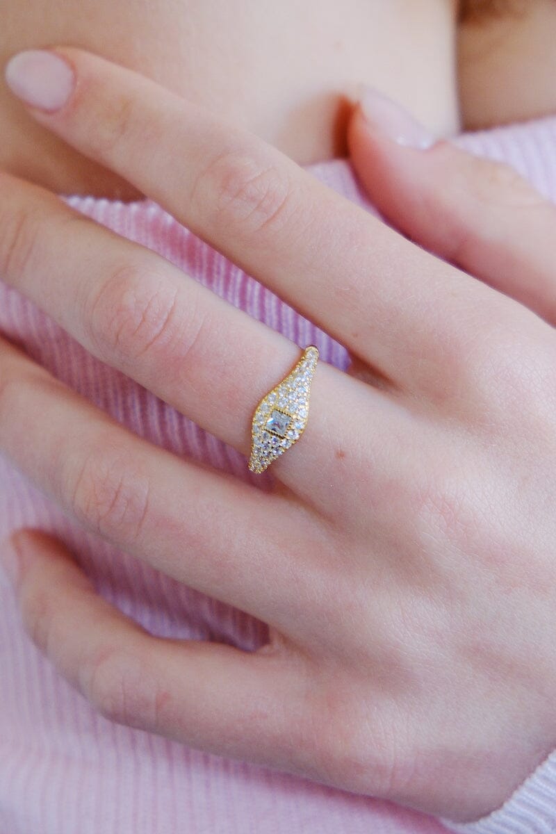 Baguette Pavé Sterling Silver Ring Rings mure + grand