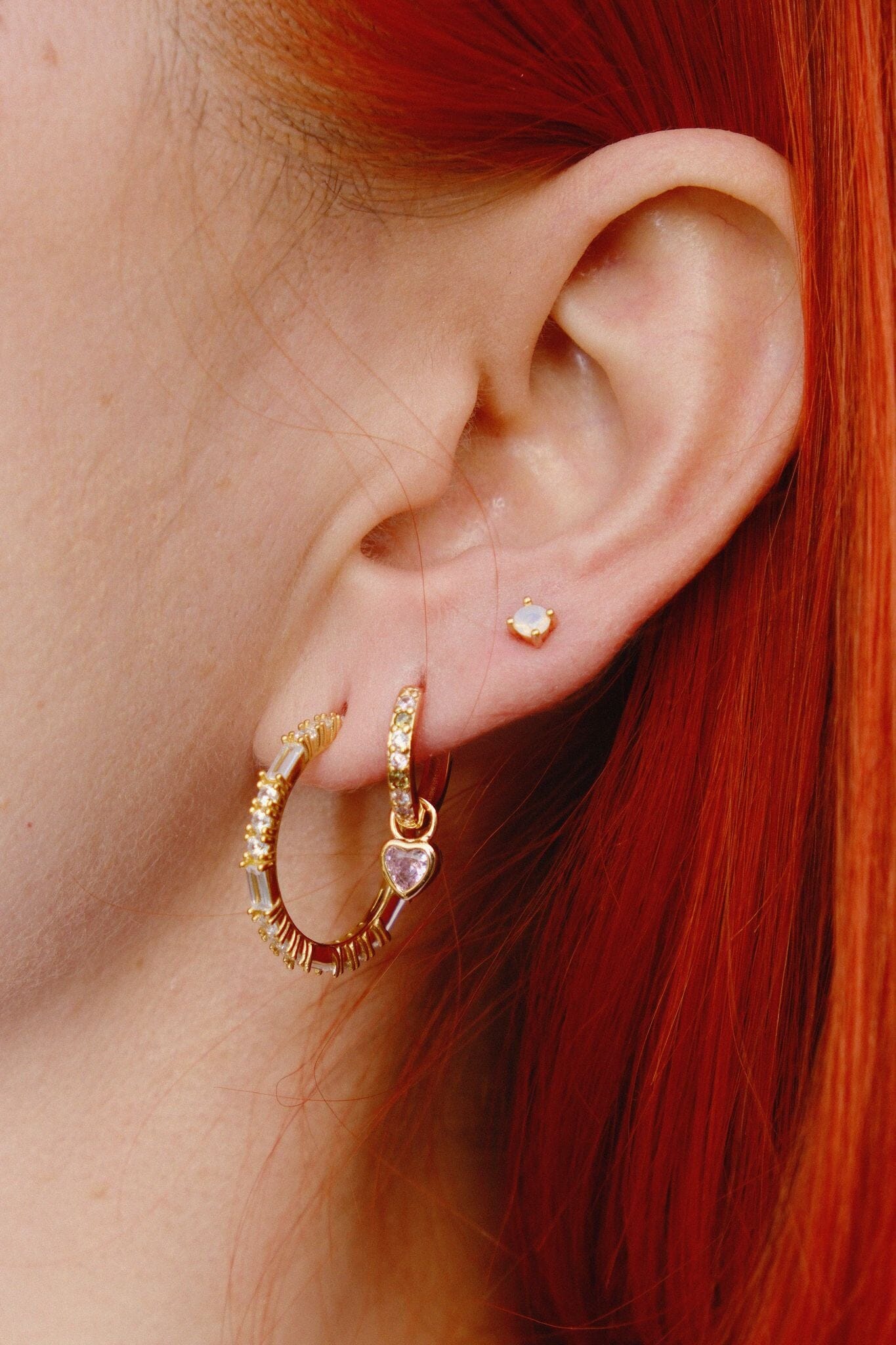 Baguette Sterling Silver Hoop Earrings Earrings mure + grand