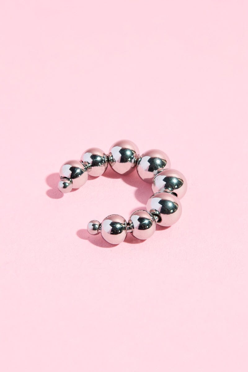 Ball Chain Ear Cuff Earring mure + grand Silver