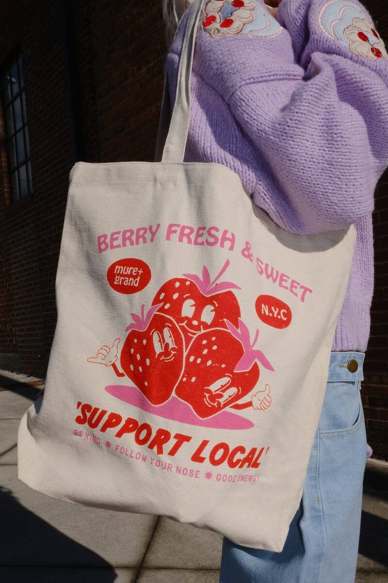Berry Fresh + Sweet Canvas Tote Bag Canvas Tote Bag mure + grand