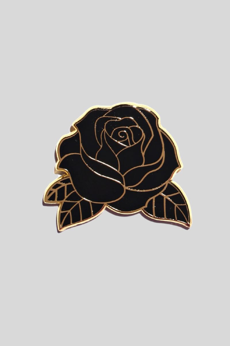 Black Rose Enamel Pin Enamel Pin Patches & Pins