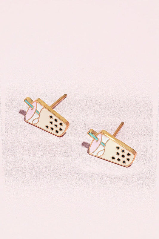 Boba Enamel Charm Stud Earrings Earrings Mure + Grand