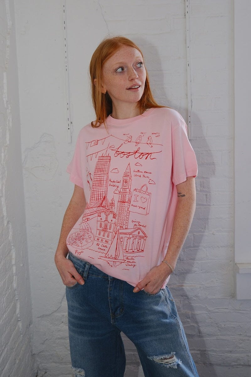 Boston Illustration Pink Graphic T-shirt t-shirt mure + grand
