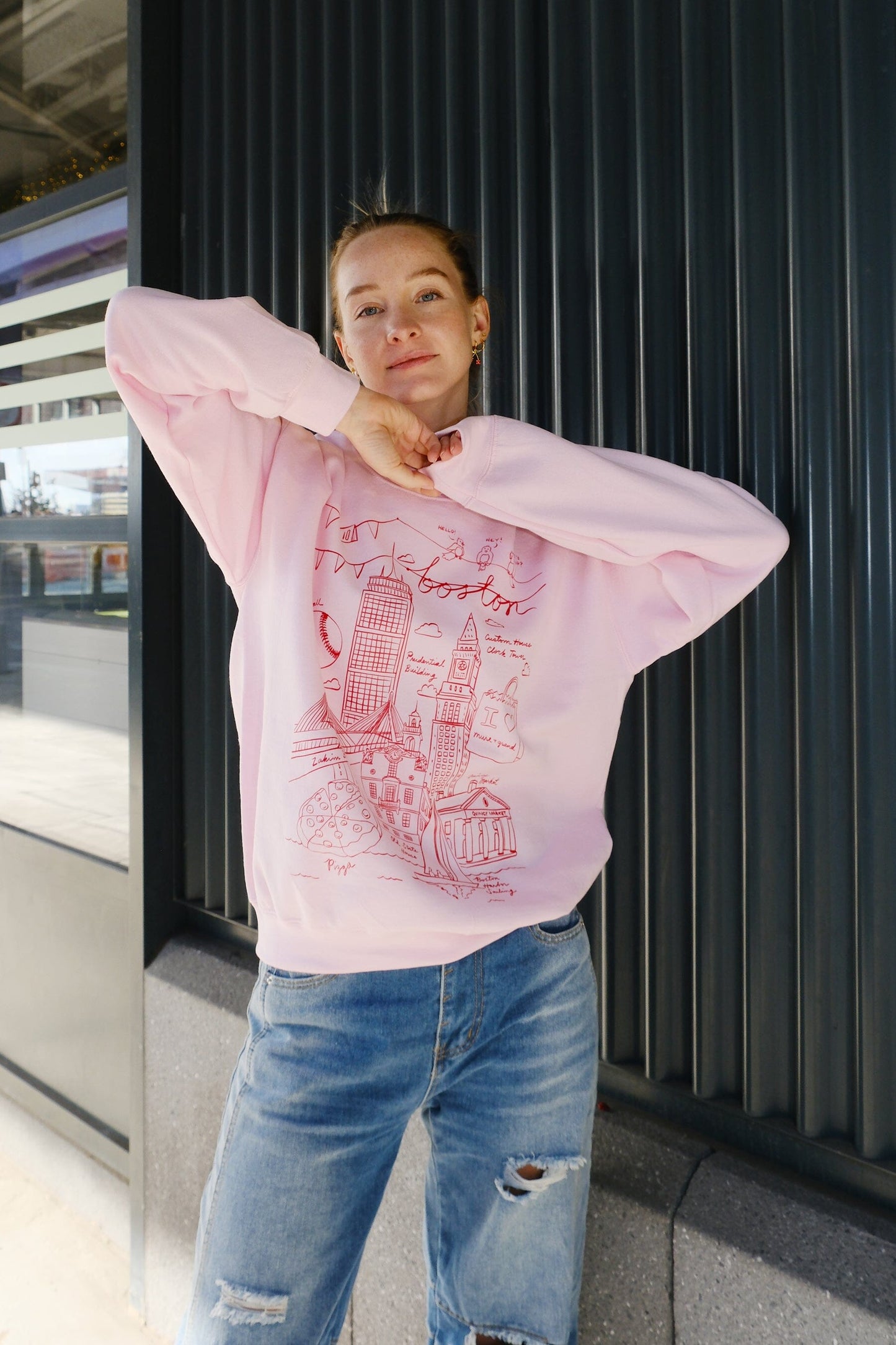 Boston Illustration Sweatshirt sweatshirt mure + grand Pink XS