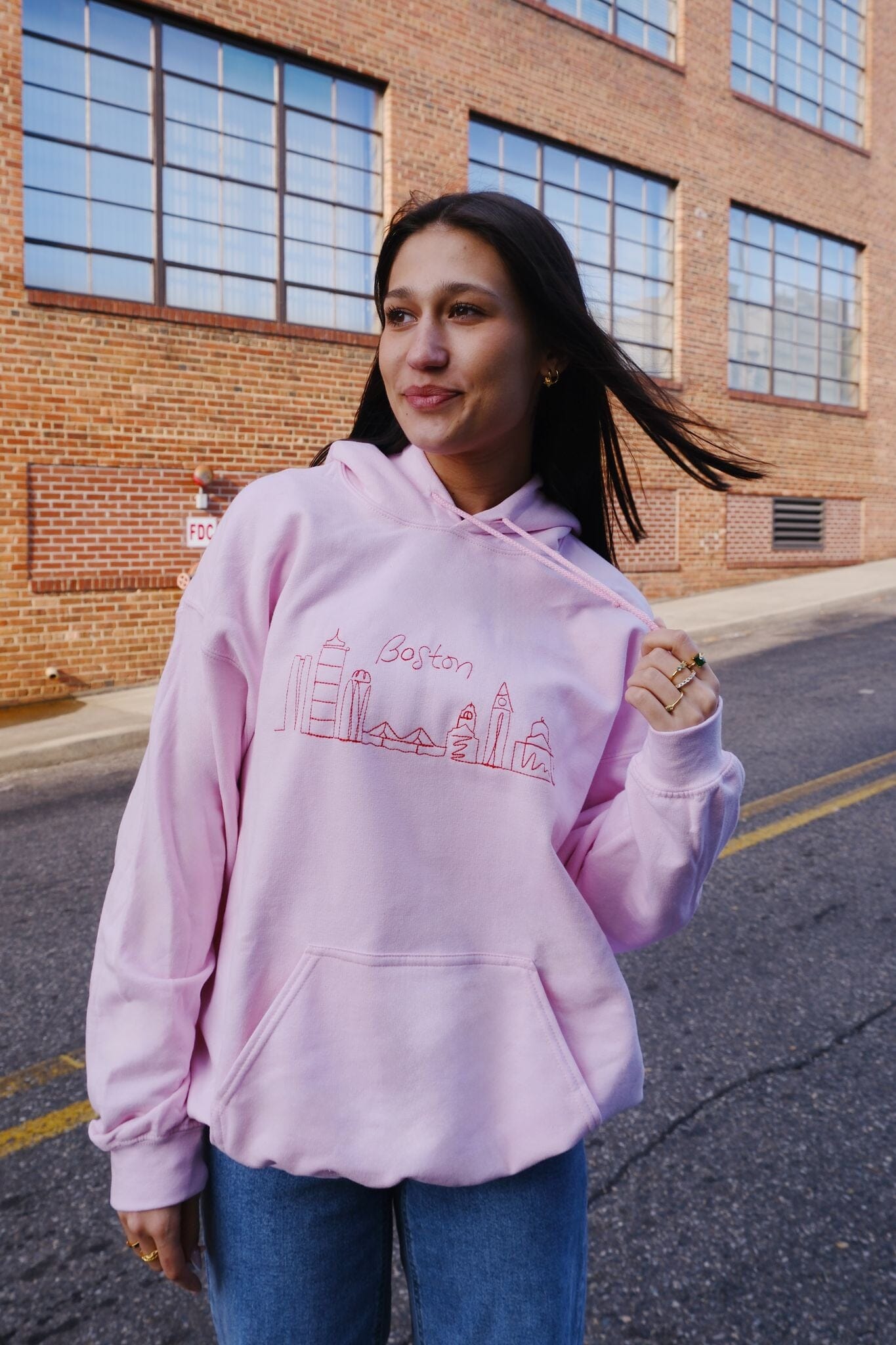 Boston Skyline Hoodie mure + grand Pink XS