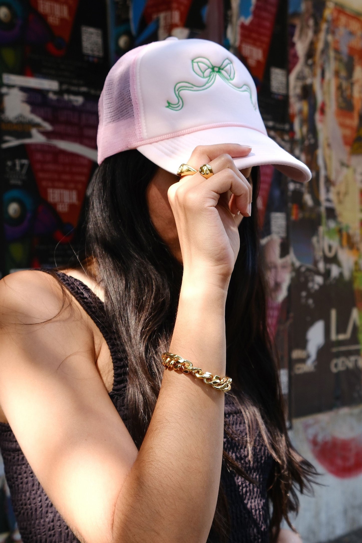 Bow Embroidered Trucker Hat Hats mure + grand
