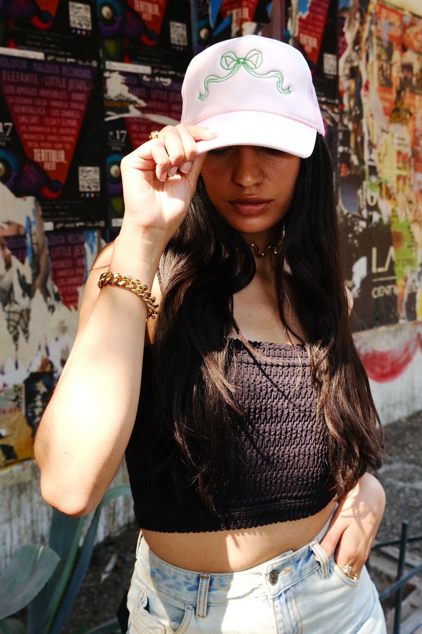 Bow Embroidered Trucker Hat Hats mure + grand