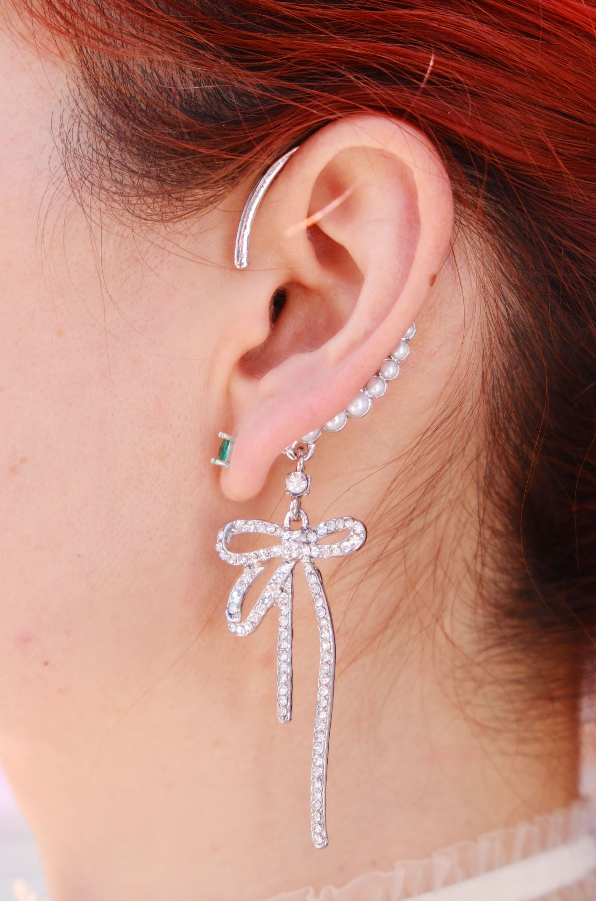 Bow + Pearl Hook Ear Cuff Earring mure + grand