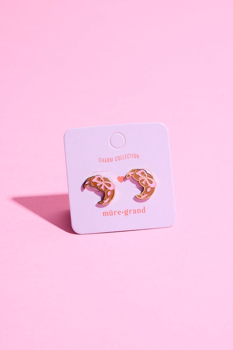 Bowy Croissant Enamel Charm Stud Earrings Earrings Mure + Grand