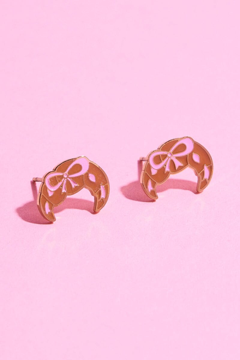 Bowy Croissant Enamel Charm Stud Earrings Earrings Mure + Grand