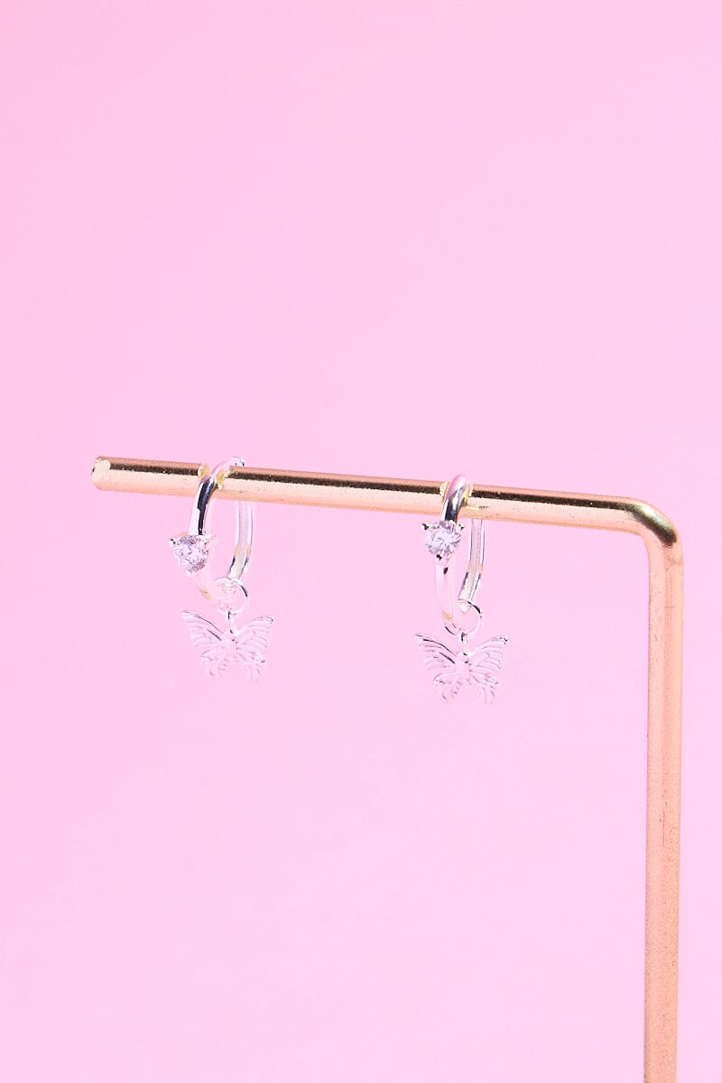 Butterfly Sterling Silver Charm Dangle Earrings Earrings mure + grand