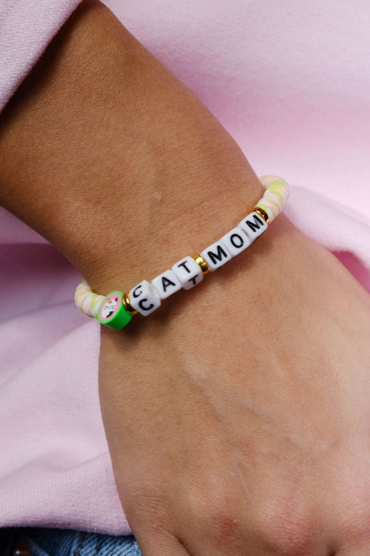 Cat Mom Inspirational Beaded Bracelet Bracelet mure + grand