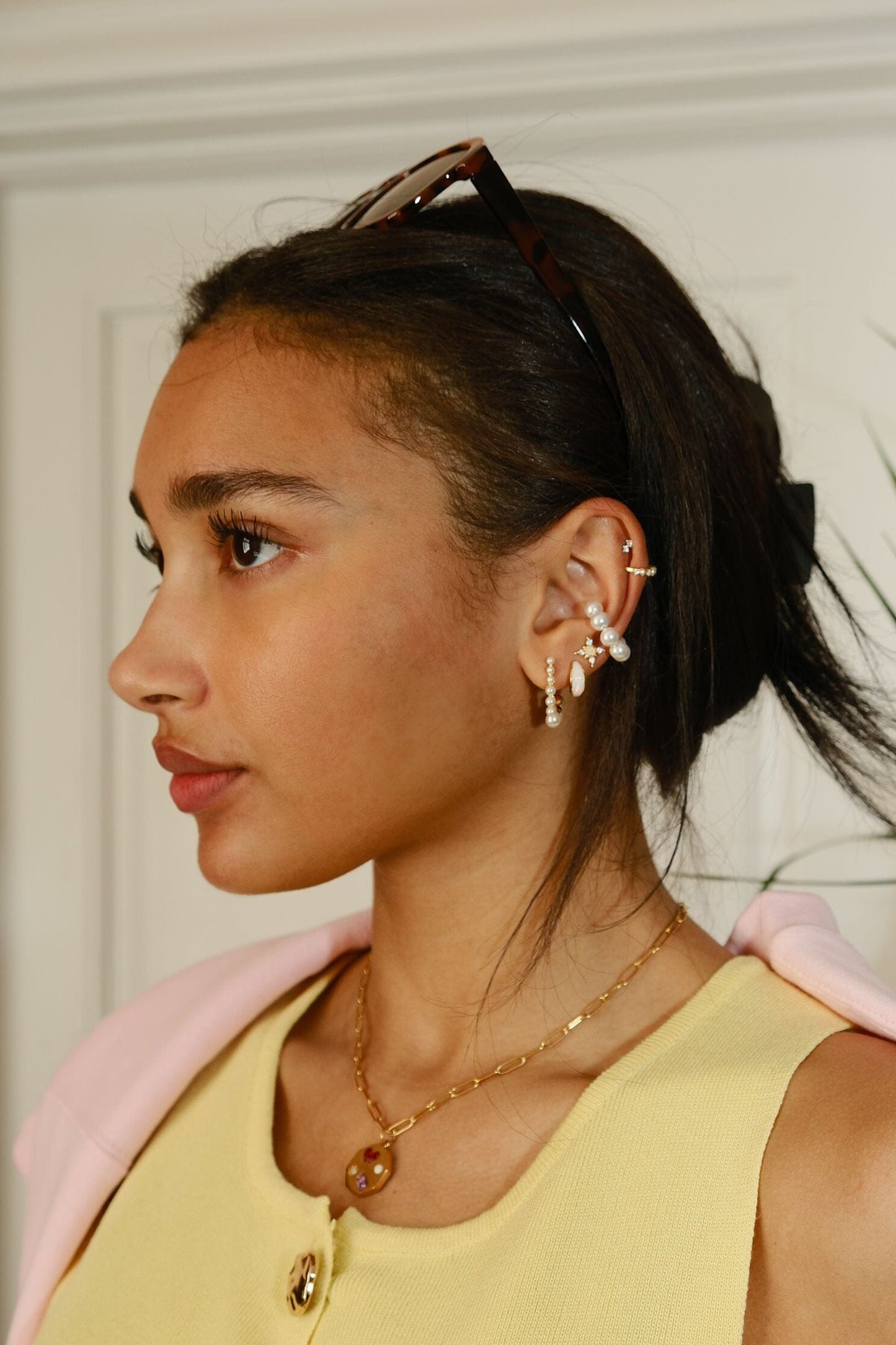 Chunky Opal Sterling Silver Huggie Earring Earrings mure + grand