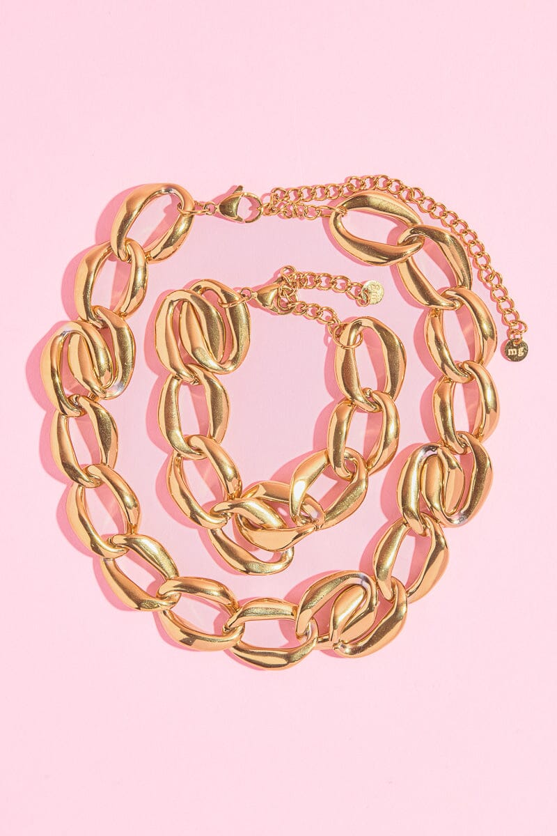 Chunky Oval Link Bracelet Necklaces mure + grand