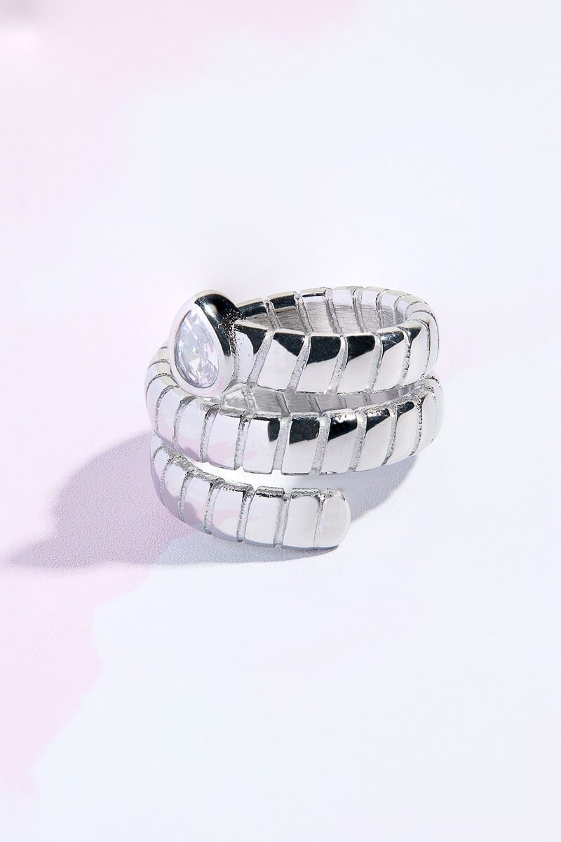 Coiled Snake Stacking Ring Rings mure + grand White 6 Silver