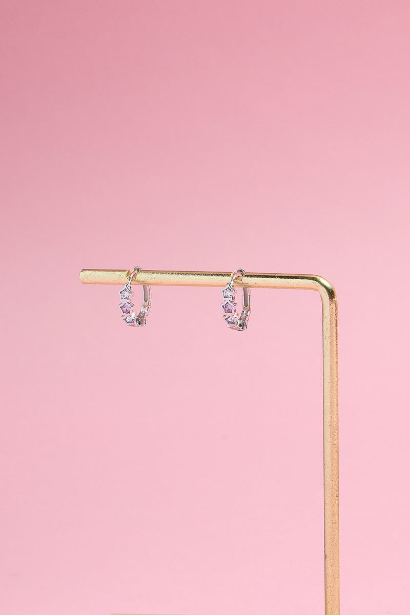 Colorful Celestial Stars Sterling Silver Huggies Earrings mure + grand Silver