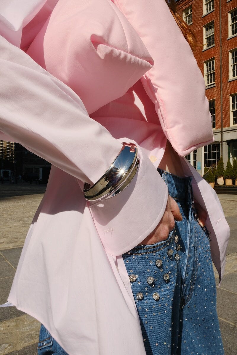 Convex Curved Cuff Bangle Bracelet Mure + Grand Silver