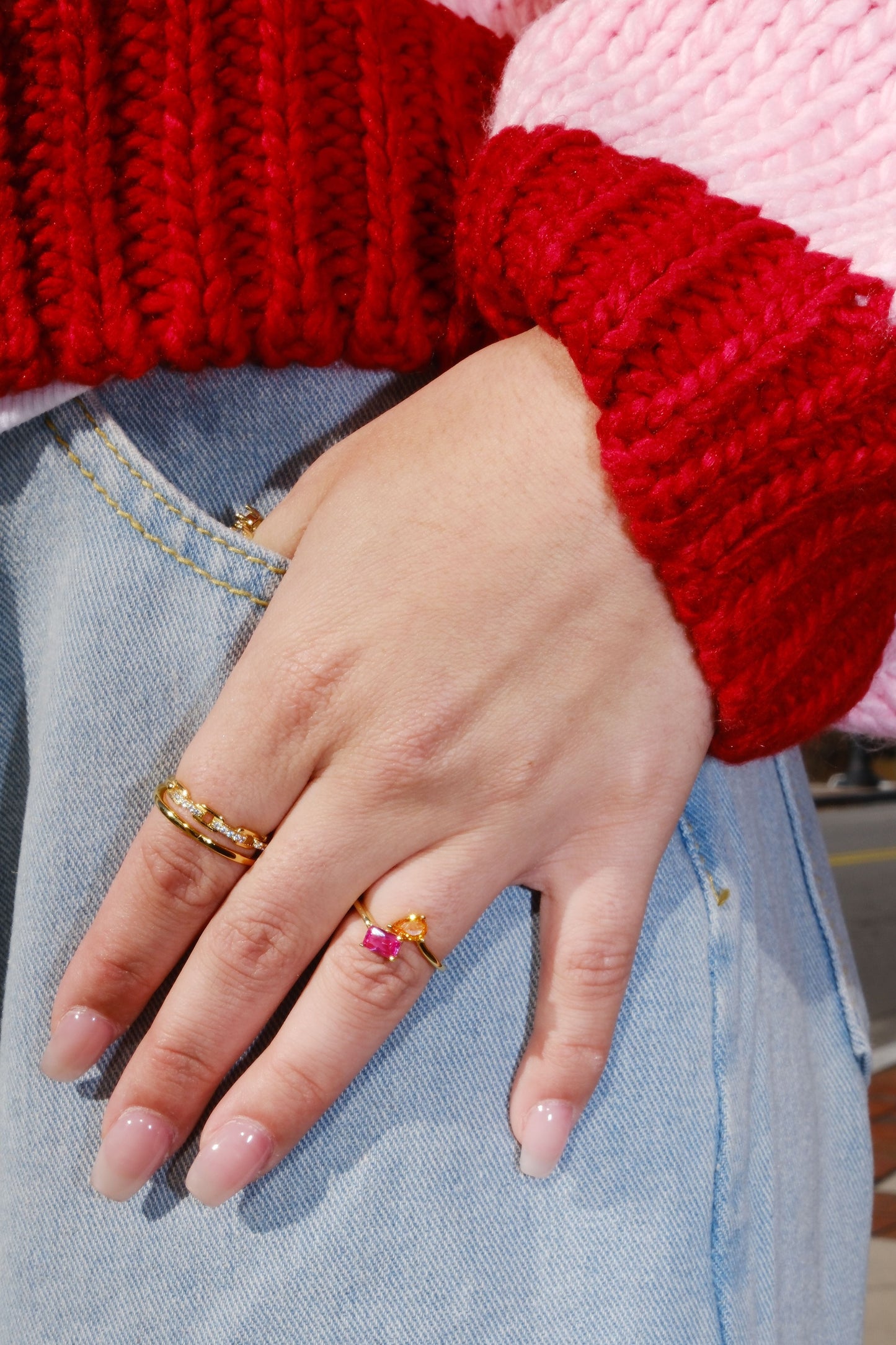 Crystal Overlap Sterling Silver Ring Rings mure + grand