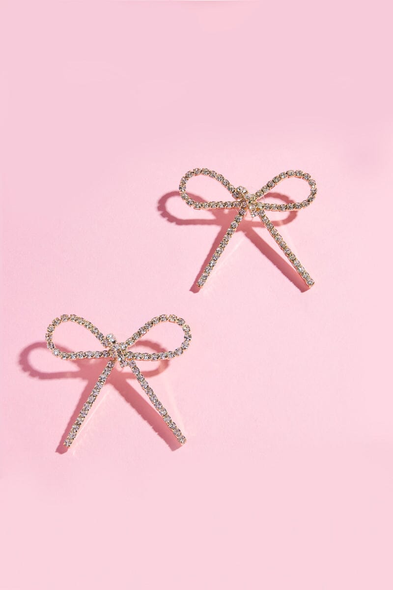 Crystal Ribbon Statement Earring Earrings mure + grand Gold