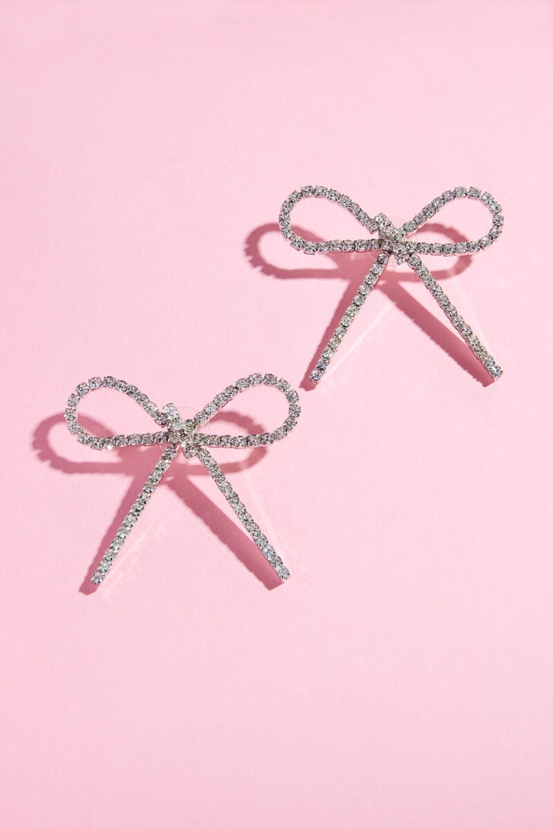 Crystal Ribbon Statement Earring Earrings mure + grand Silver