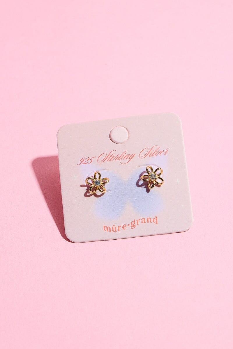 Daisy Flower Sterling Silver Stud Earring Earrings mure + grand Gold