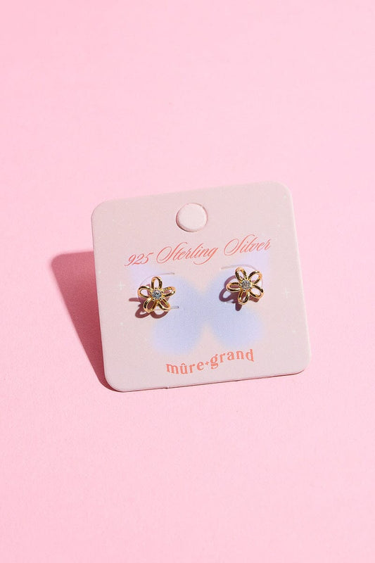 Daisy Flower Sterling Silver Stud Earring Earrings mure + grand Gold