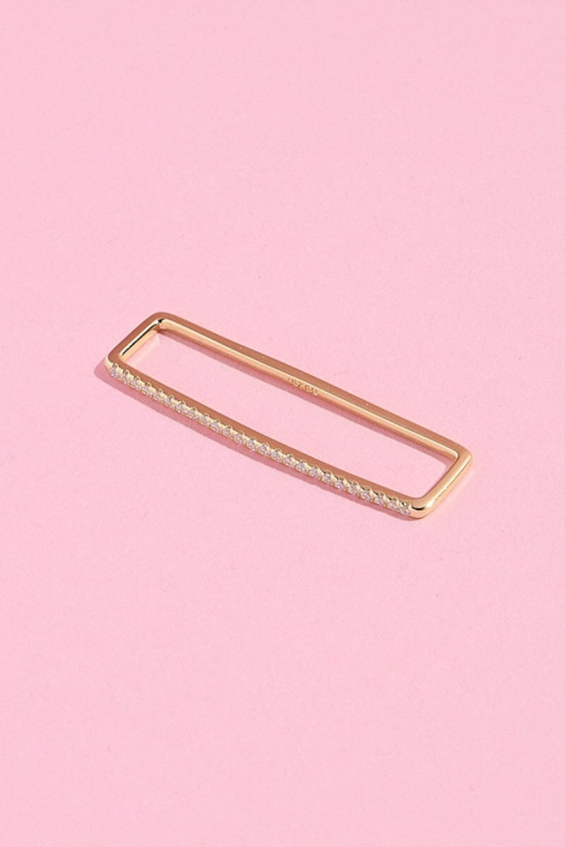 Diamond Rectangle Bar Sterling Silver Ear Cuff Earrings mure + grand Gold/White