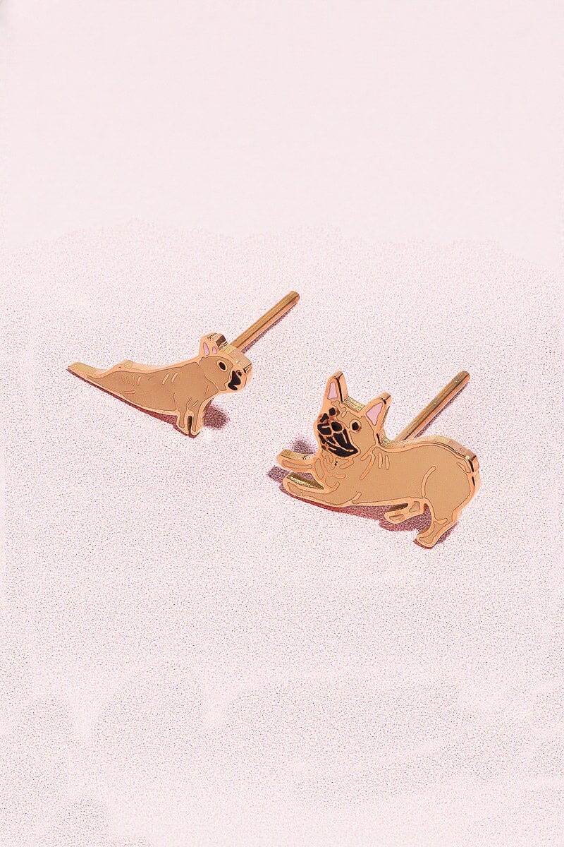 Doggie Yoga Enamel Charm Stud Earrings Earrings Mure + Grand