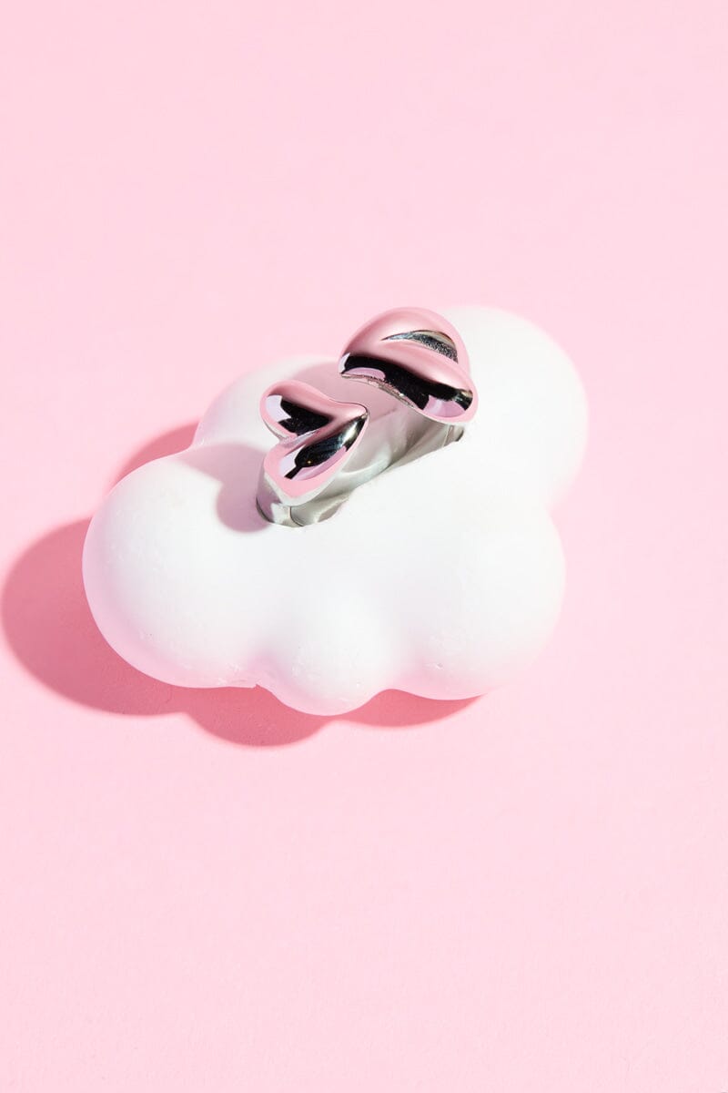 Double Heart Midi Ring Rings mure + grand Silver