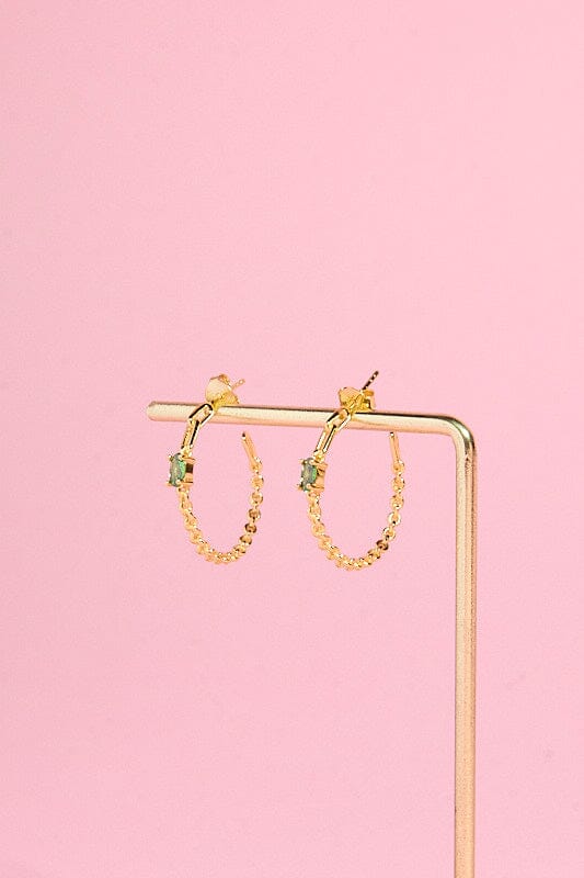 Emerald Sterling Silver Hoop Earrings Earrings mure + grand