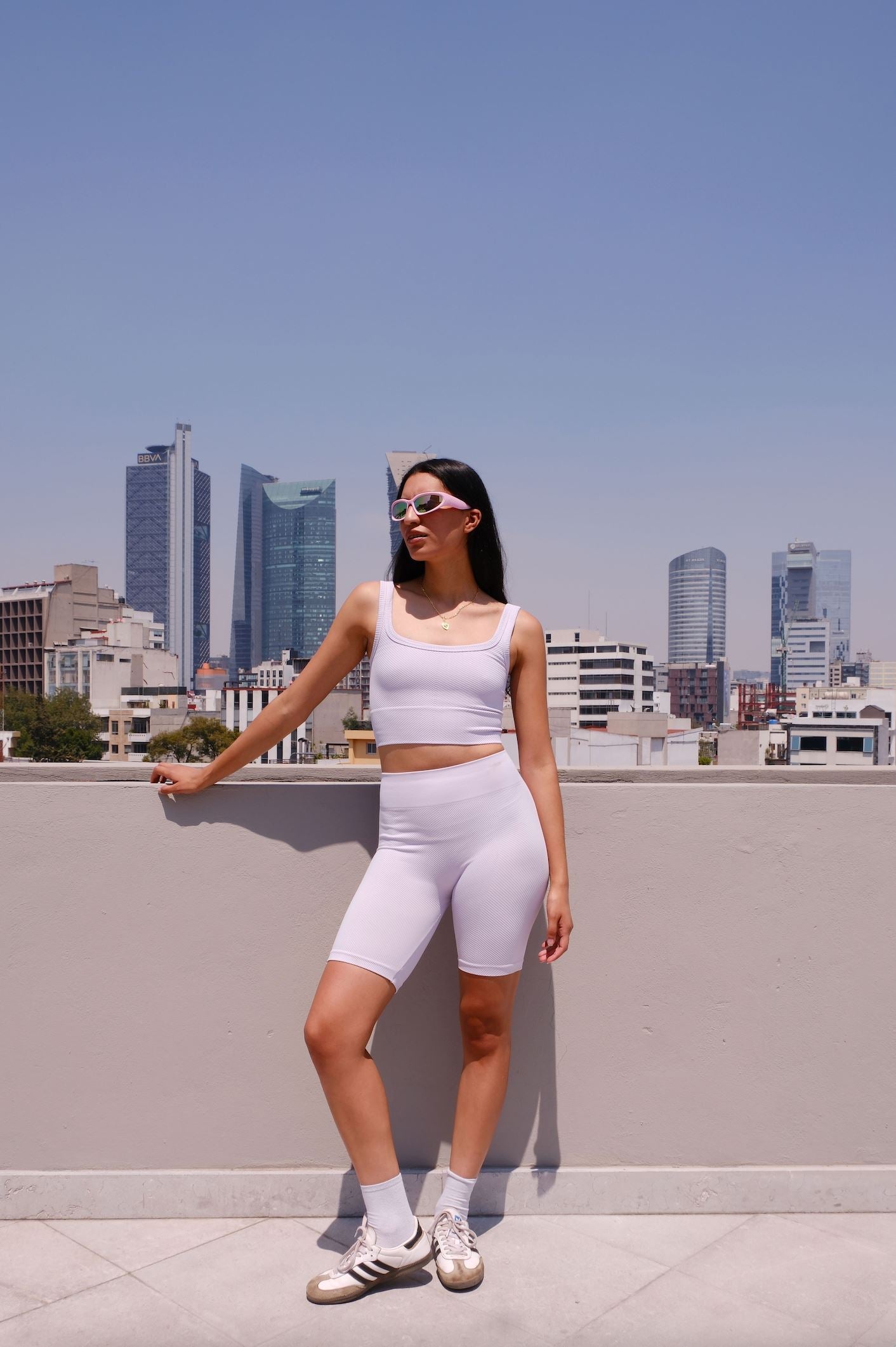 Everyone's Favorite Highwaist Ribbed Biker Shorts Bottom mure + grand Orchid Petal