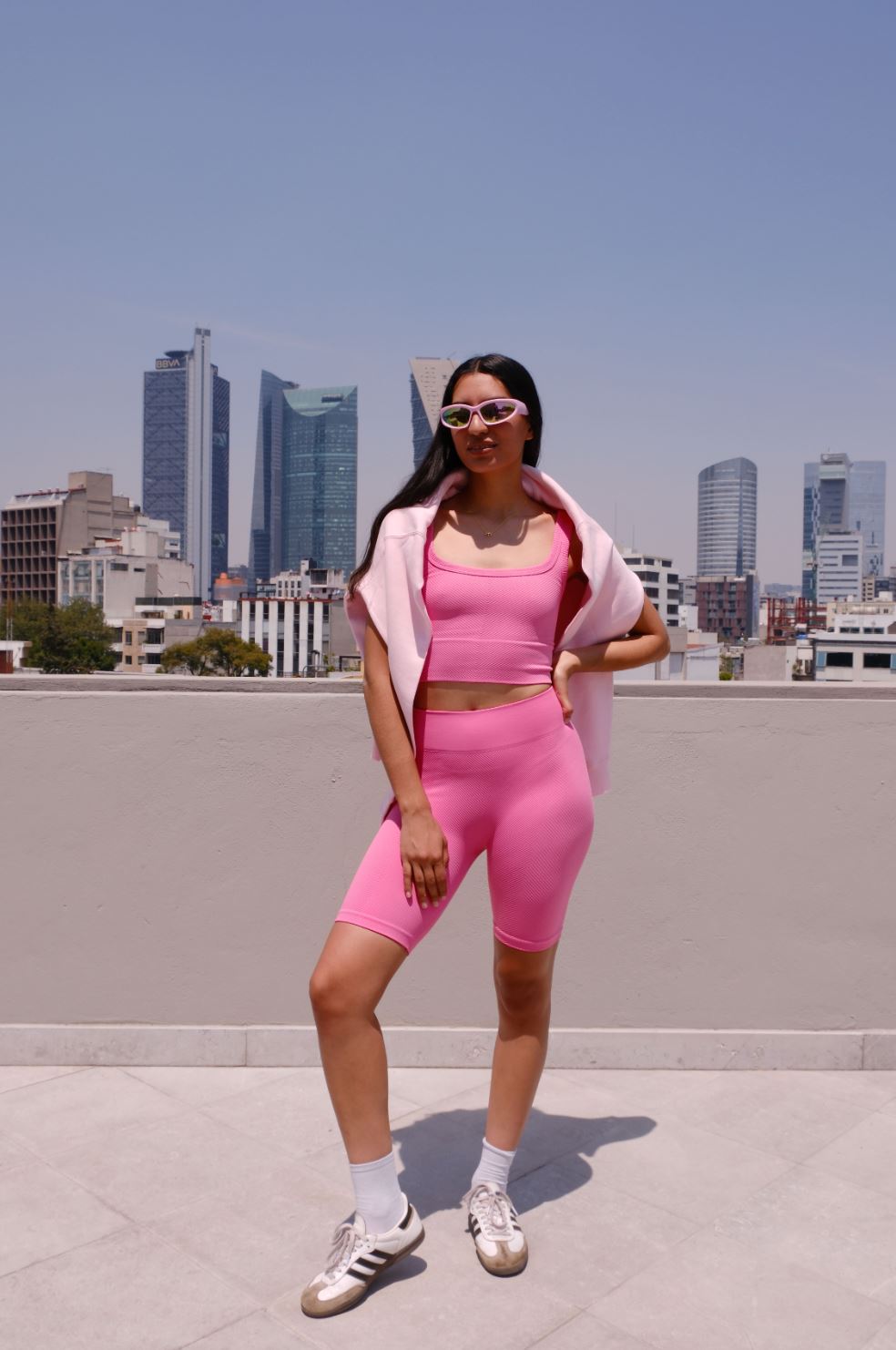 Everyone's Favorite Highwaist Ribbed Biker Shorts Bottom mure + grand Pink Cosmos