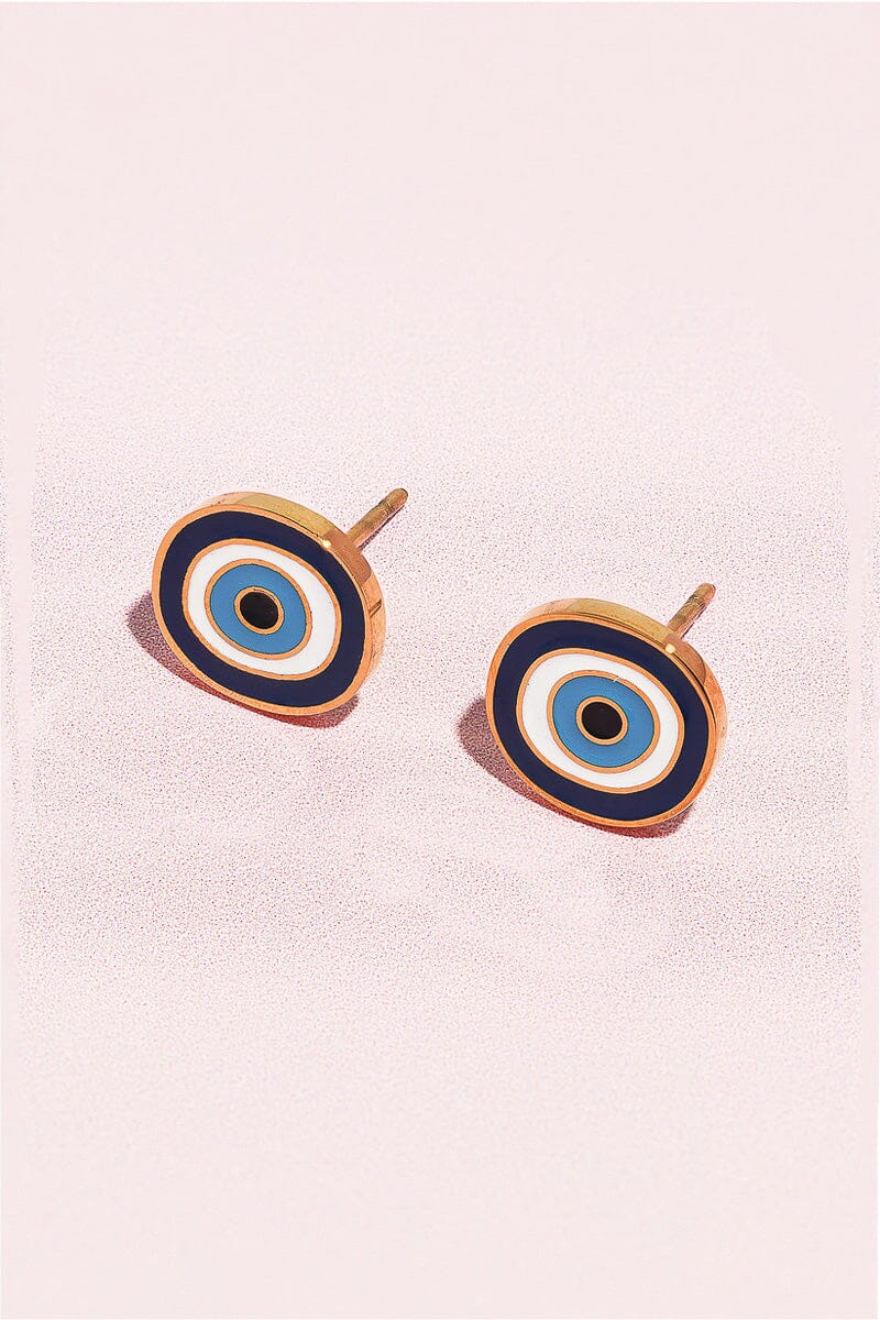 Evil Eye Enamel Charm Stud Earrings Earrings Mure + Grand