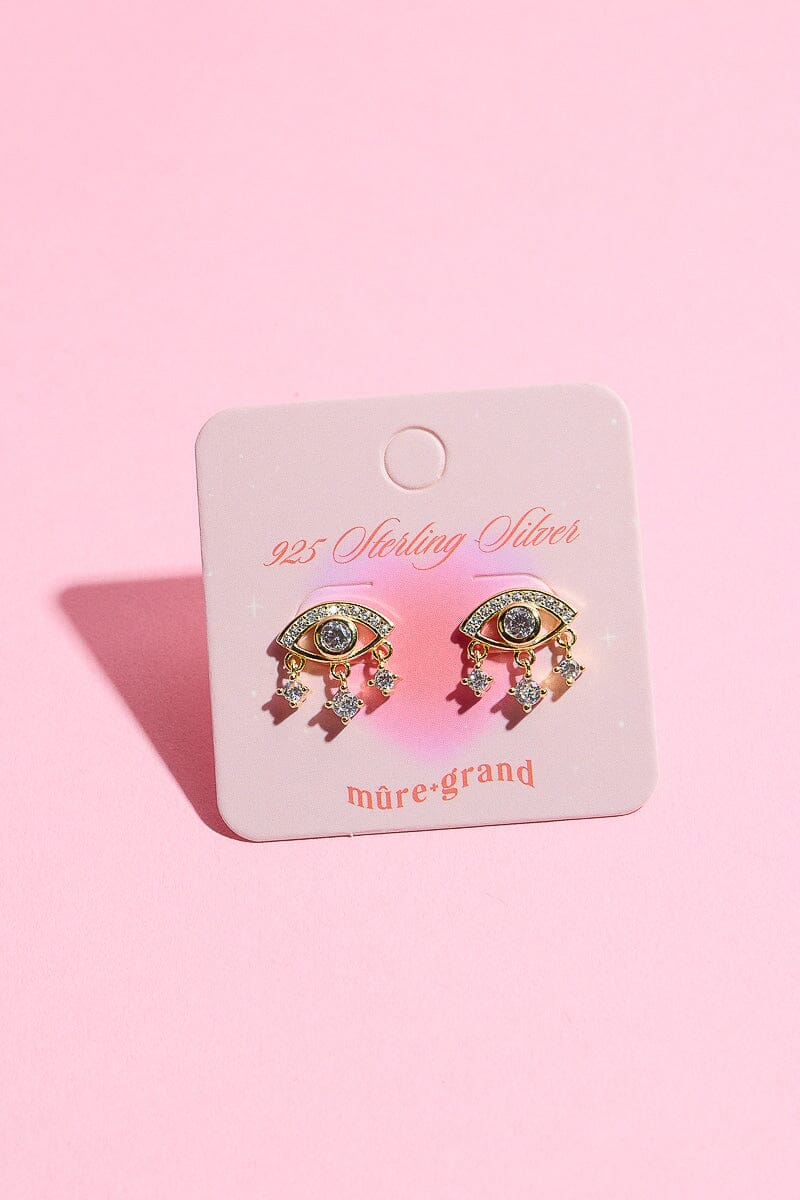 Eyes on You Sterling Silver Charm Dangle Earrings Earrings mure + grand Gold