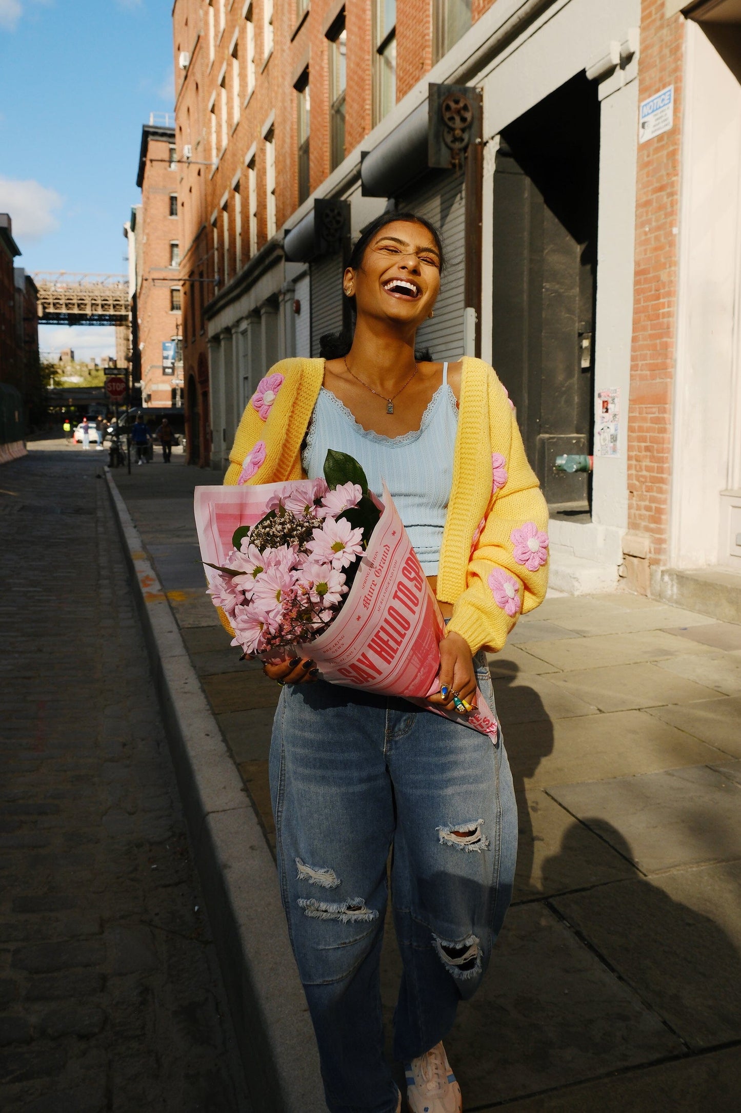 Flowers Follow the Sun Puff Cardigan Sweater mure + grand