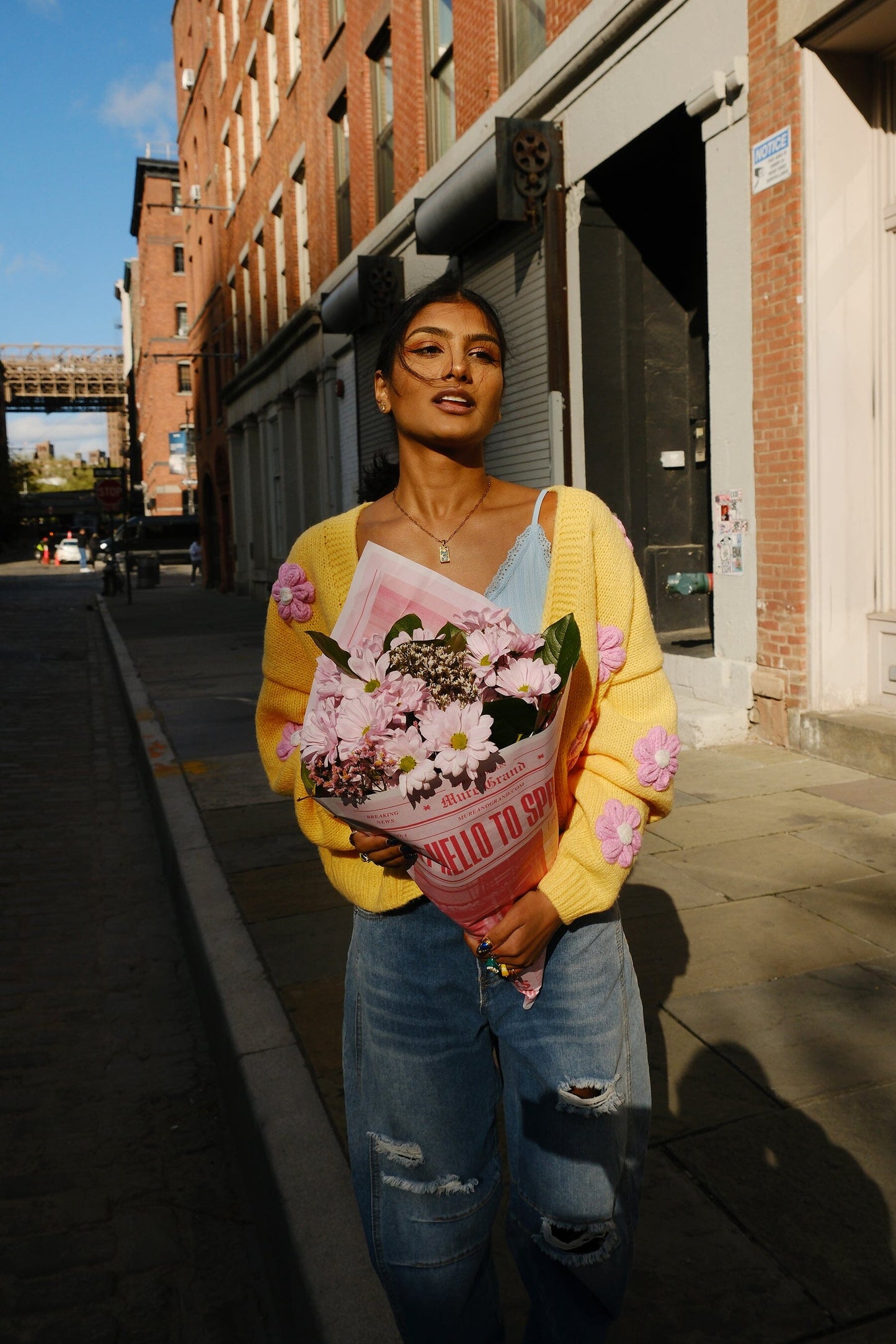 Flowers Follow the Sun Puff Cardigan Sweater mure + grand