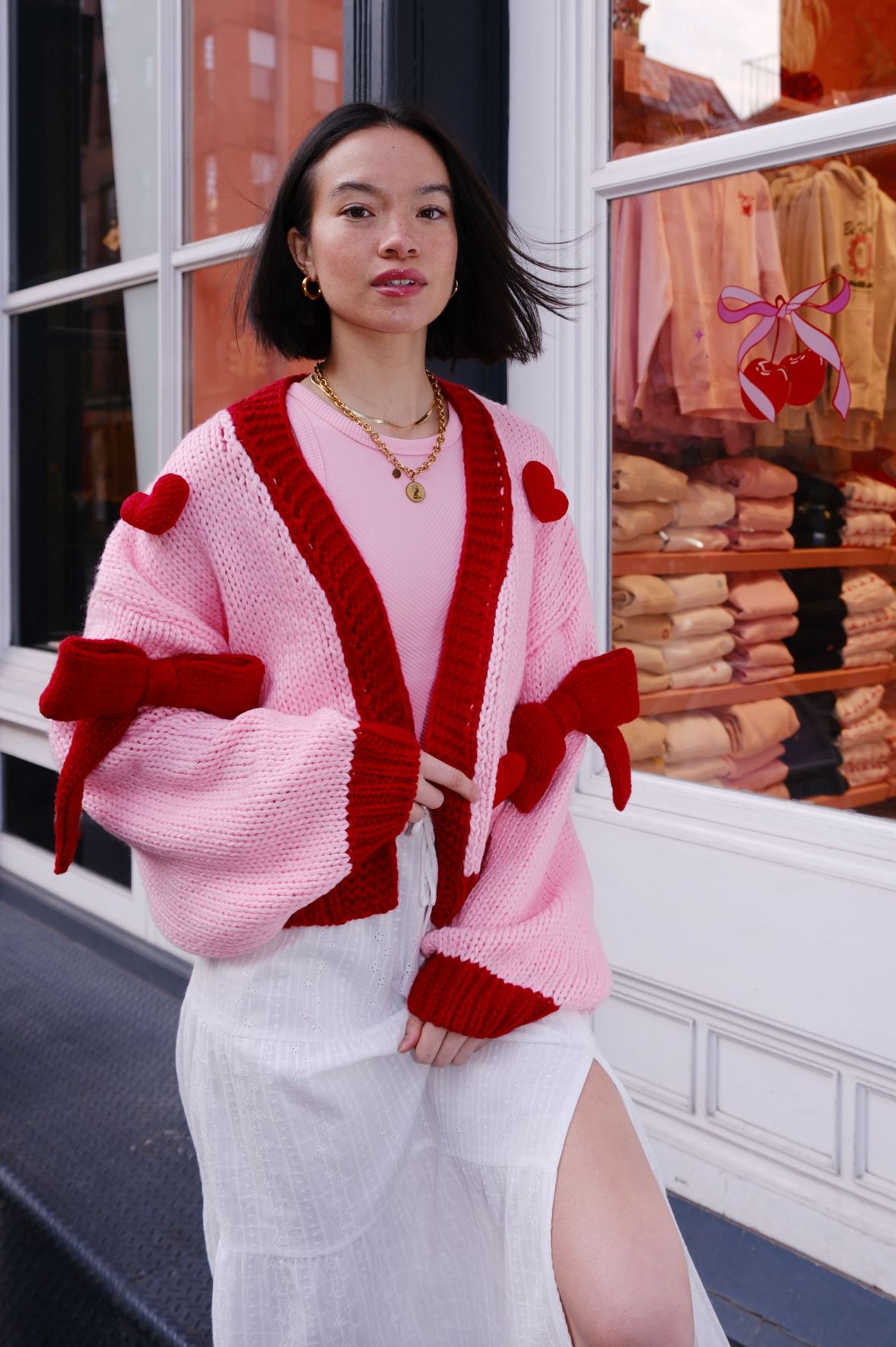 Follow Your Heart Puff Cardigan Sweater mure + grand