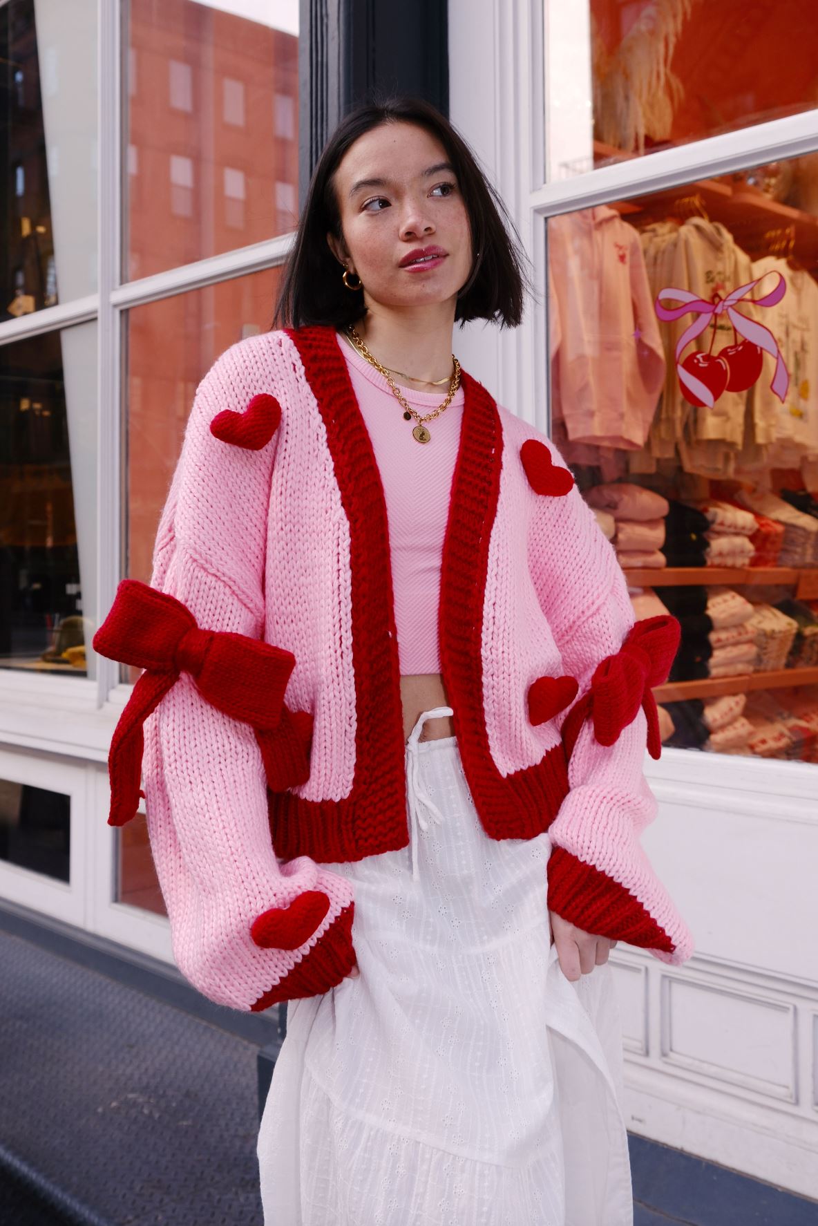 Follow Your Heart Puff Cardigan Sweater mure + grand