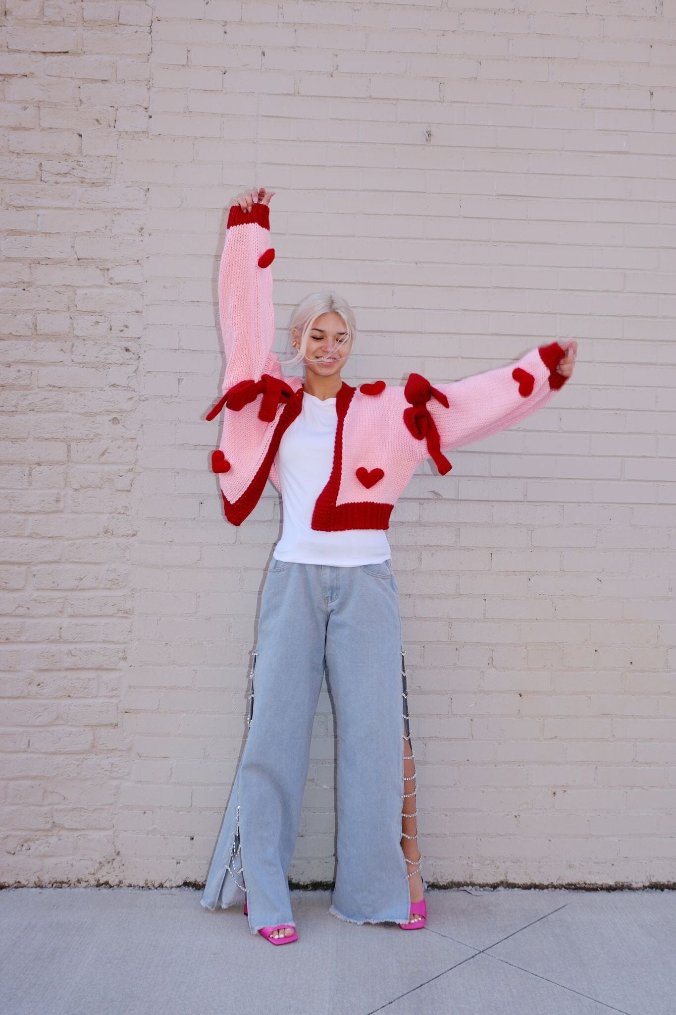 Follow Your Heart Puff Cardigan Sweater mure + grand