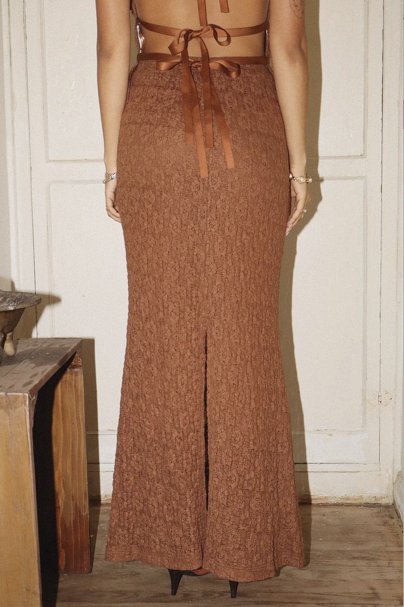 Gaia Lace Detail With Back Slit Maxi Skirt Clothing Bailey Rose